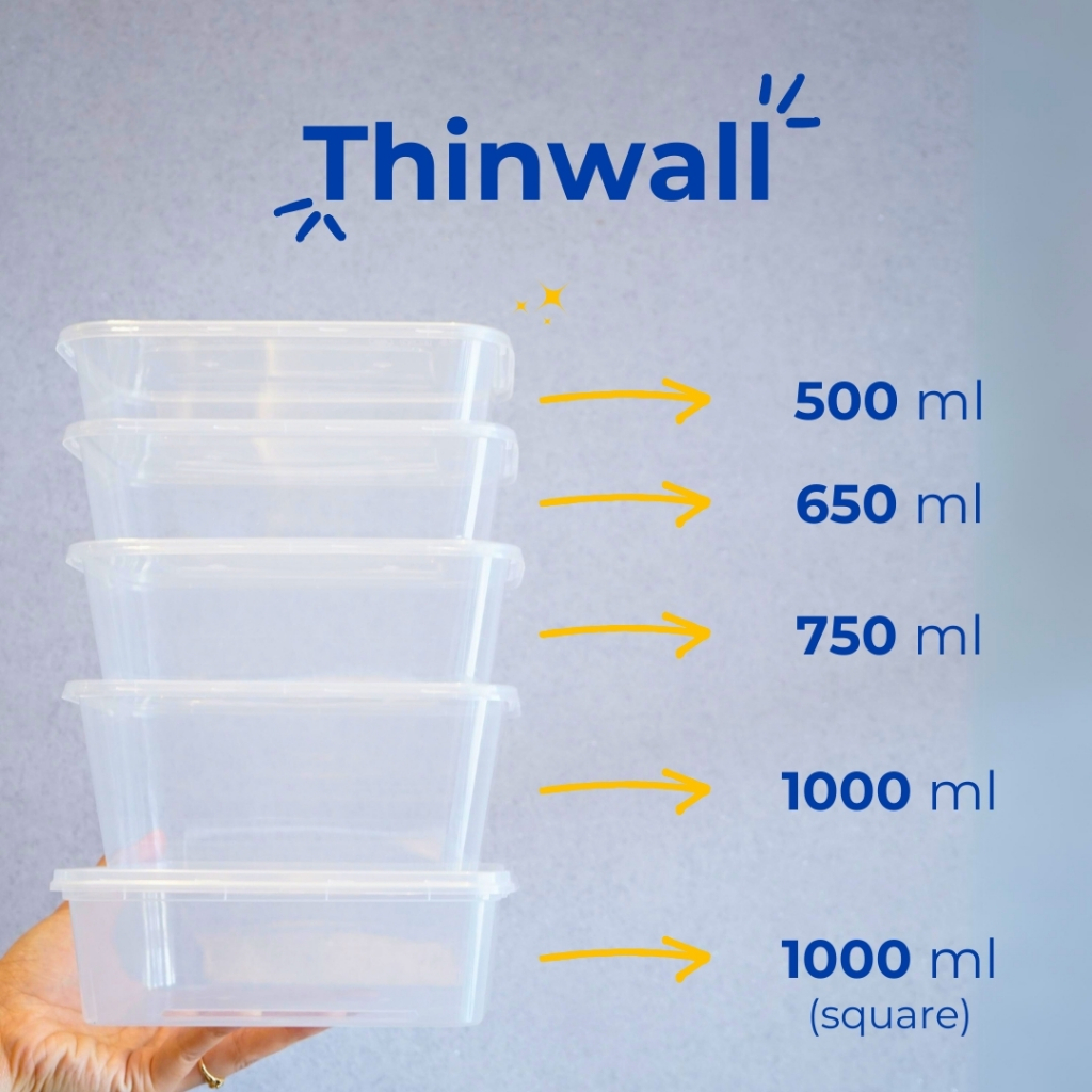 (ISI 25 PCS) Thinwall Plastik Bening Kotak Wadah Makanan