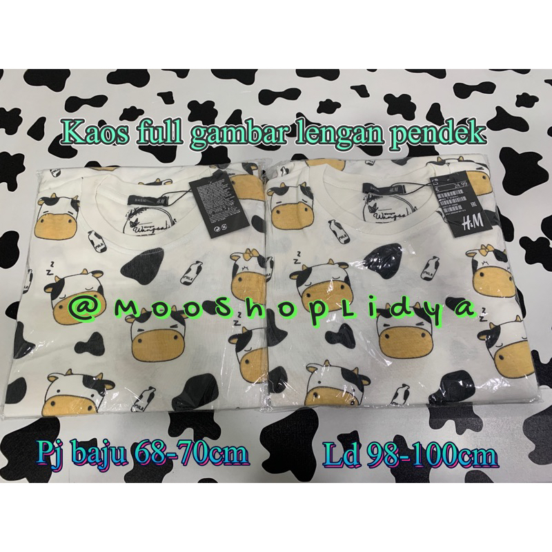 kaos lengan pendek motif sapi
