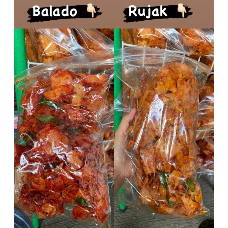

keripik singkong rasa balado dan rasa rujaak cemilan enakk