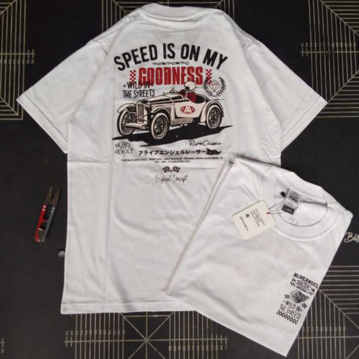 T-shirt Vintage Hotrod The street Garage Supply / Kaos Distro Pria & Wanita Katun combad 30s / Speed