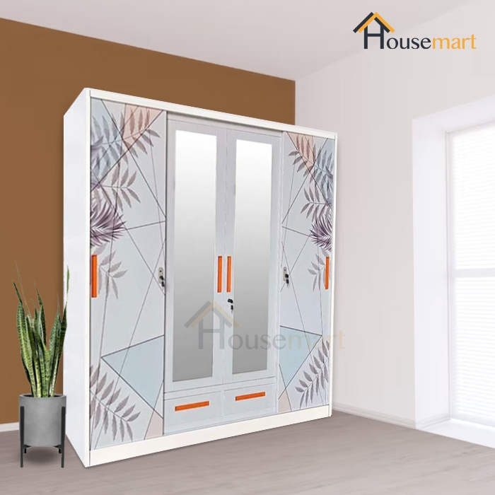 Lemari Pakaian+Laci Sliding 4 Pintu Besi Avery XR