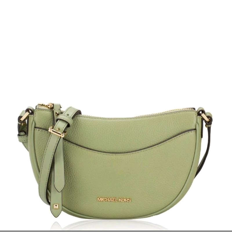 NEW MK Dover Small Half Moon Crossbody Light Sage 100% Original