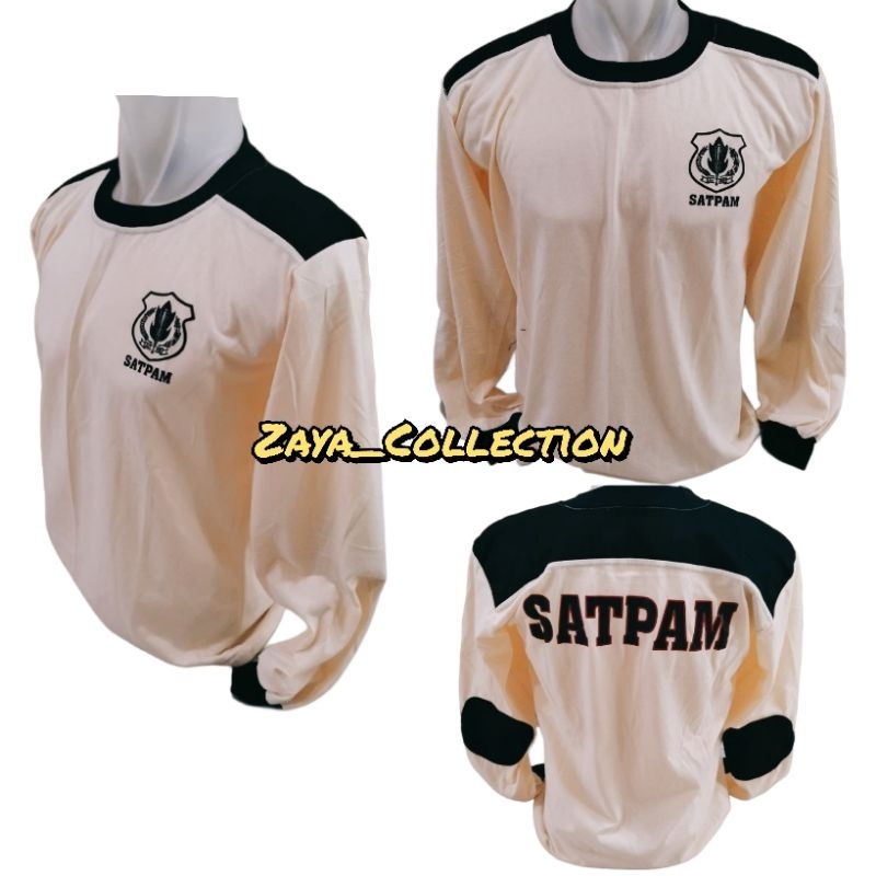 Kaos satpam lengan panjang krem | kaos lapangan satpam krem + hitam