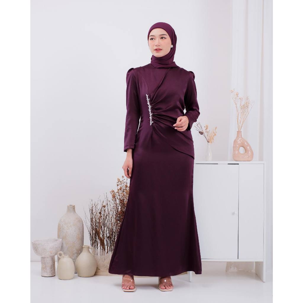 HABBID - Adhiva Dress Satin silk baju dress seragam kondangan bridesmaid wanita gaun pesta dres leba