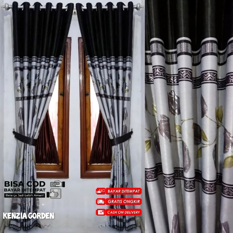 Gorden pintu Jendela ruang tamu motif bunga cantik