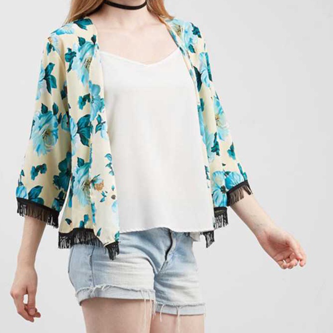 SERBA MURAH pakaian wanita baju luaran cewek cardigan bunga hijau renda clo138pakaian wanita baju lu