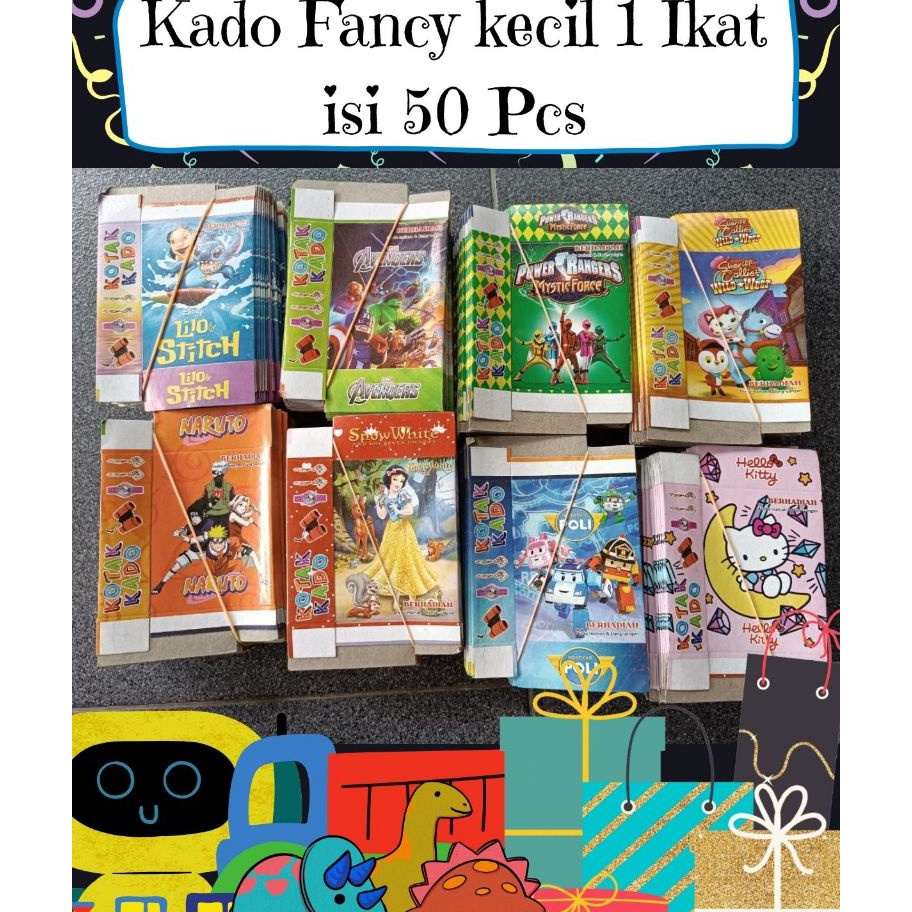 

HJ6 KERTAS KOTAK KADO FANCY KECIL BERGAMBAR 1 PAK ISI 5 PCS