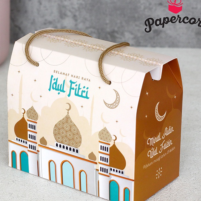 

murah GABLE BOX BOX HAMPERS IDUL FITRI CREAM MOSQUE 19x1x11 cm Muat 2 Toples silinder 8 gr ISI 1 PCS