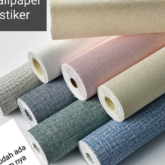 KF7 Wallpaper Dinding Linen Foam Tebal Bahan Foam XPE Dengan Serat Linen