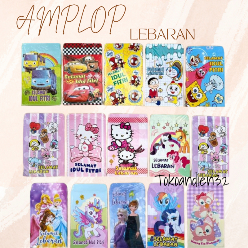 

Amplop Lebaran banyak ukuran Karakter Lucu / Amplop Lebaran kartun anak cewek cowok