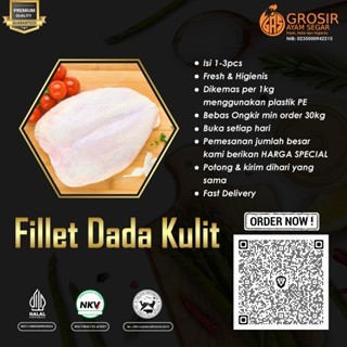 

Daging Ayam Dada Fillet Boneless ( Dengan Kulit ) 1Kg