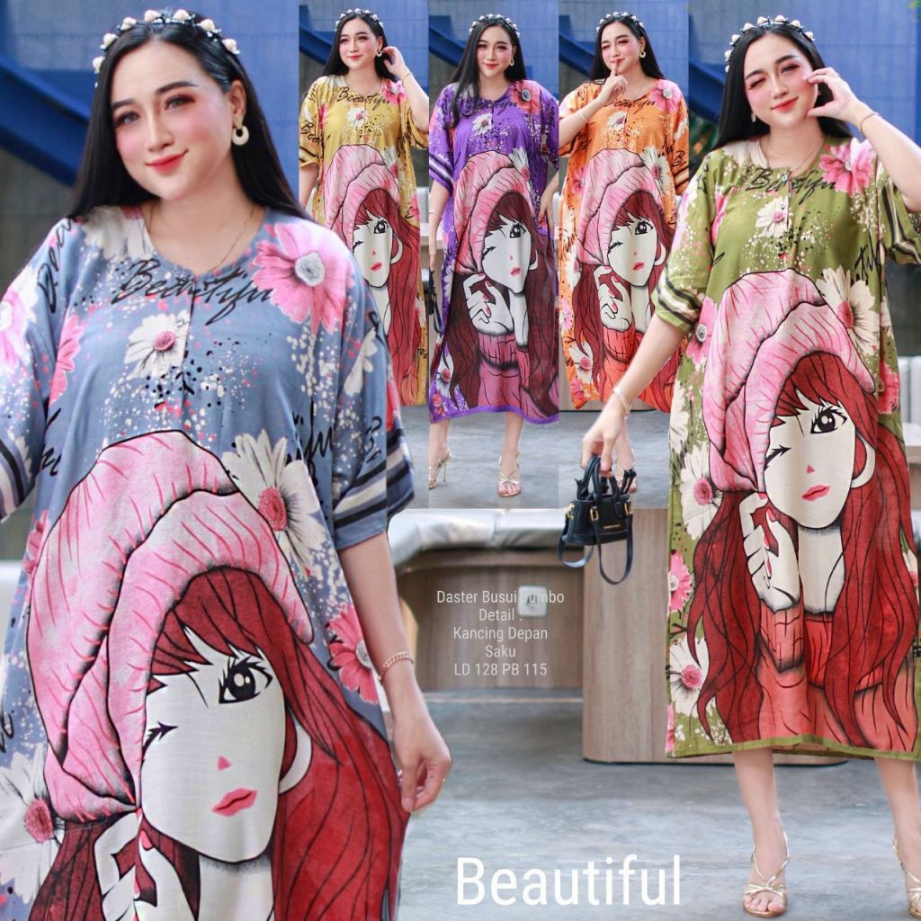 DASTER JUMBO BUSUI MOANA AURA  LD 120 LD 130 KANCING DEPAN LENGAN PENDEK BAJU TIDUR WANITA BUSUI BUM