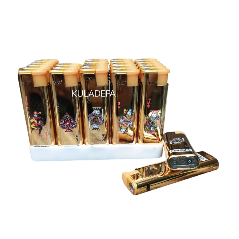 Korek Api gas Bara zet P11A JOKER REMI AS KING QUEEN GOLD EMAS BARA JET bisa isi ulang bodi besi api