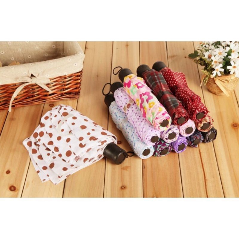 5PCS Payung Lipat Motif Polos Grosir