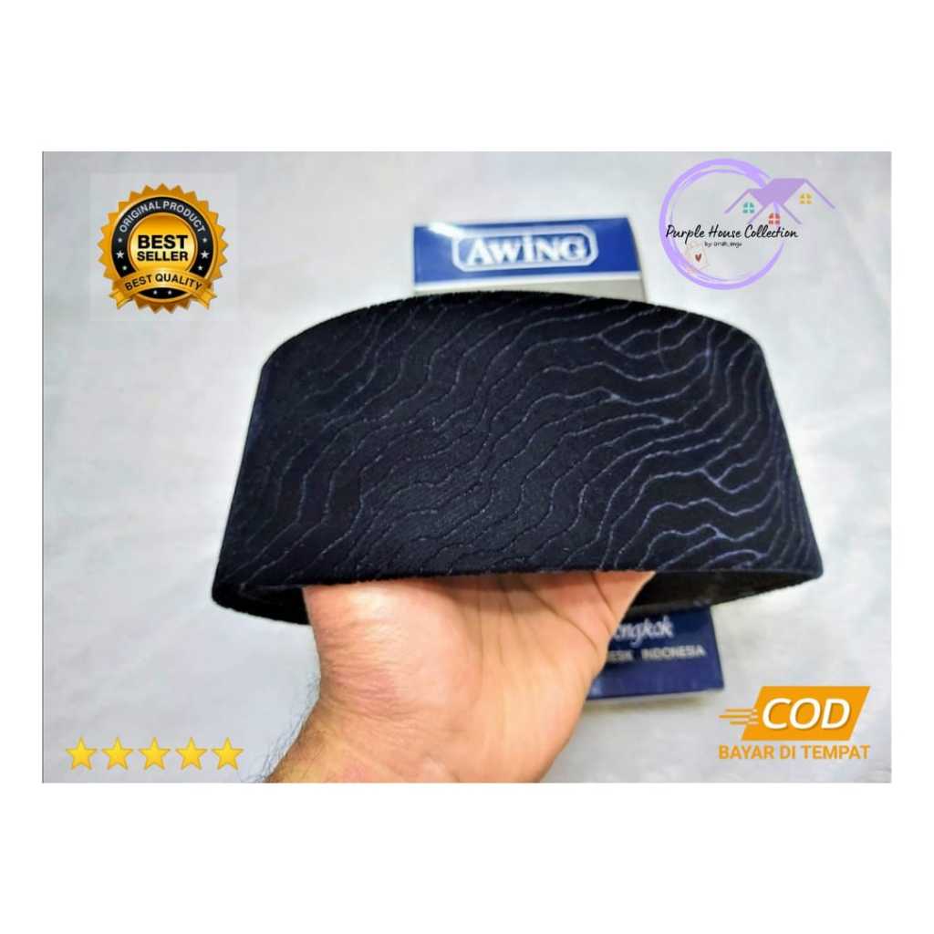 Peci Hitam Songkok Hitam Kopiah Hitam Awing Motif Lahore Original Best Quality