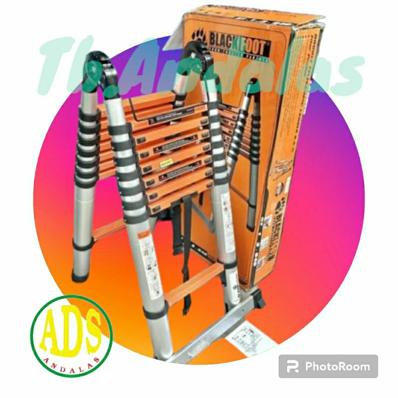 Tangga Teleskopik Tangga Lipat Aluminium Double Telescopic 6.4 Meter