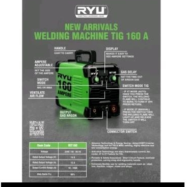 MESIN LAS ARGON TIG 160 A RYU RIT 160 Las Stainless