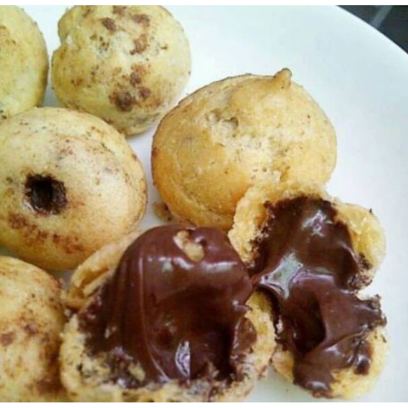 

soes coklat mini kering lumer sus coklat renyah isi 250 gram