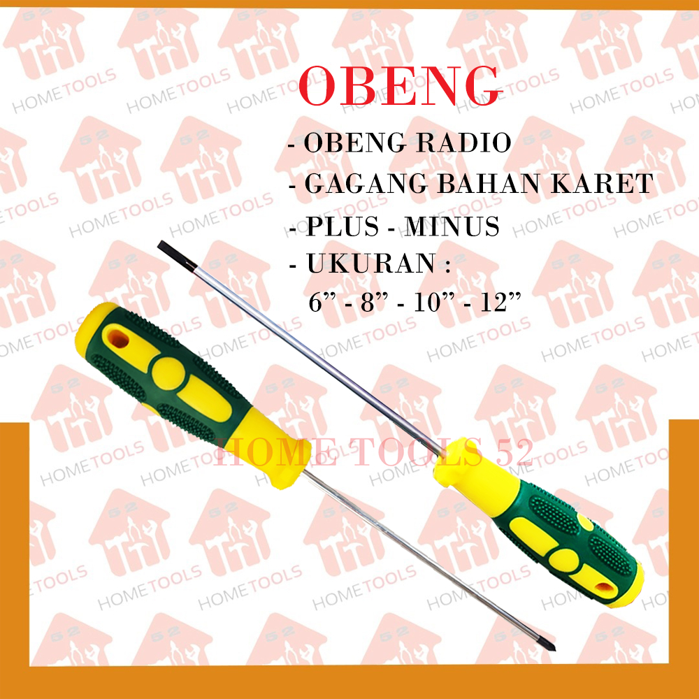 Obeng Radio/ Setting Motor Plus Minus Gagang Karet Ujung Magnet