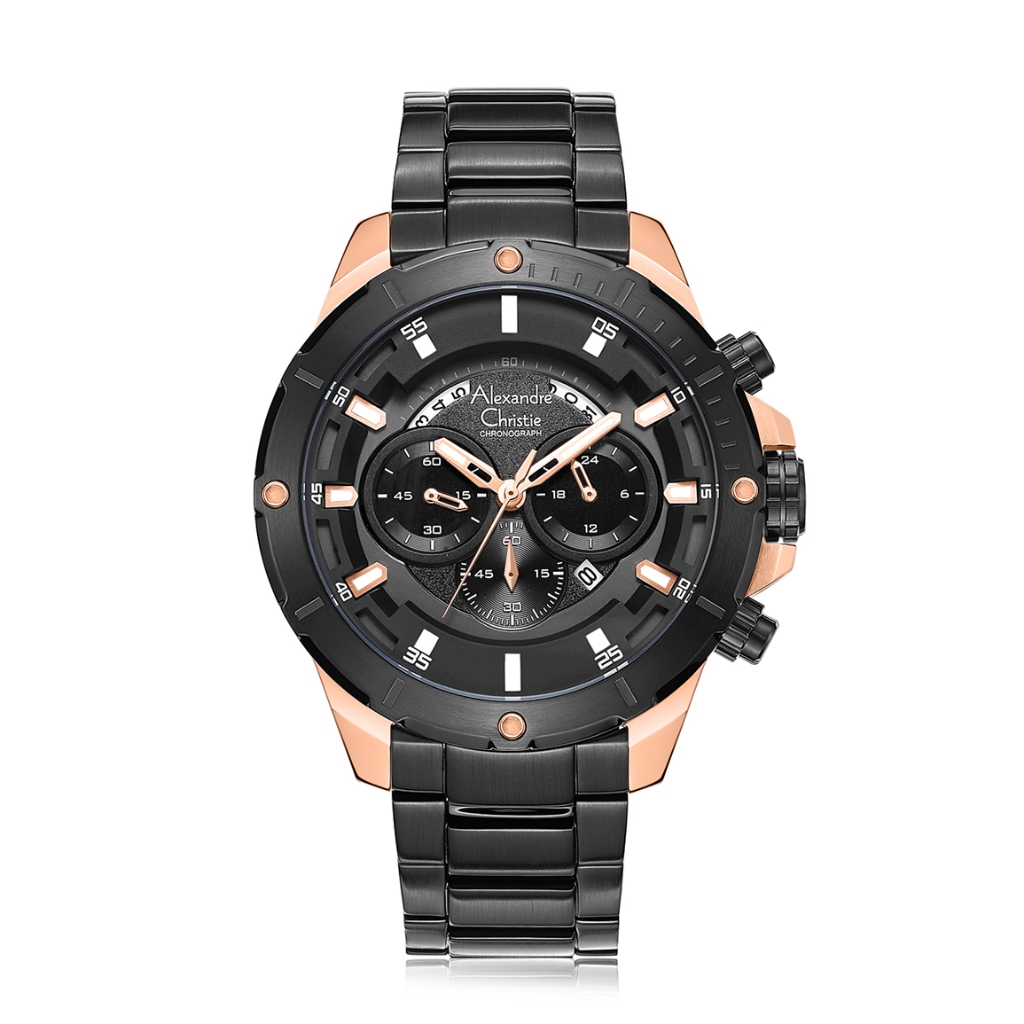 Alexandre Christie AC 6529 MCBBRBA Hitam Rosegold Original / Jam Tangan Pria Analog Rantai Stainless