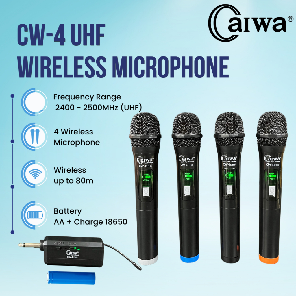 CAIWA Mic Wireless Karaoke CW-4 / Microphone Karaoke Wireless 4 Channel UHF