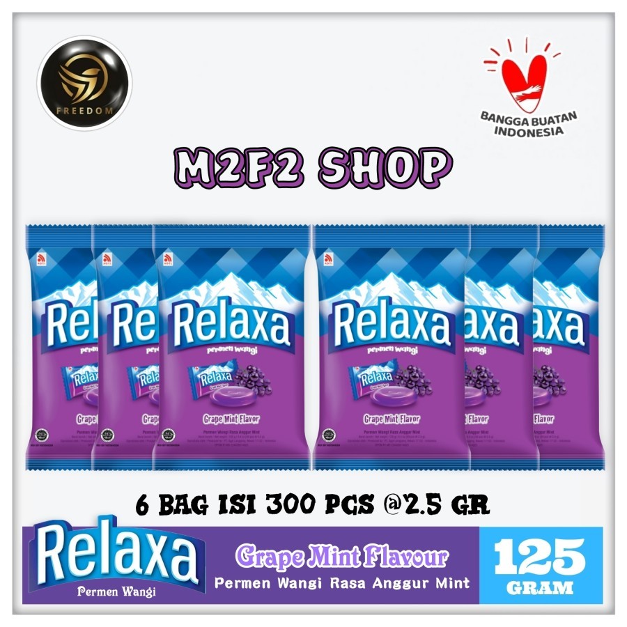 

Relaxa Grape Mint Flavor Candy | Permen Mint Rasa Anggur Wangi Segar - 125 gr (Kemasan 6 Pcs)