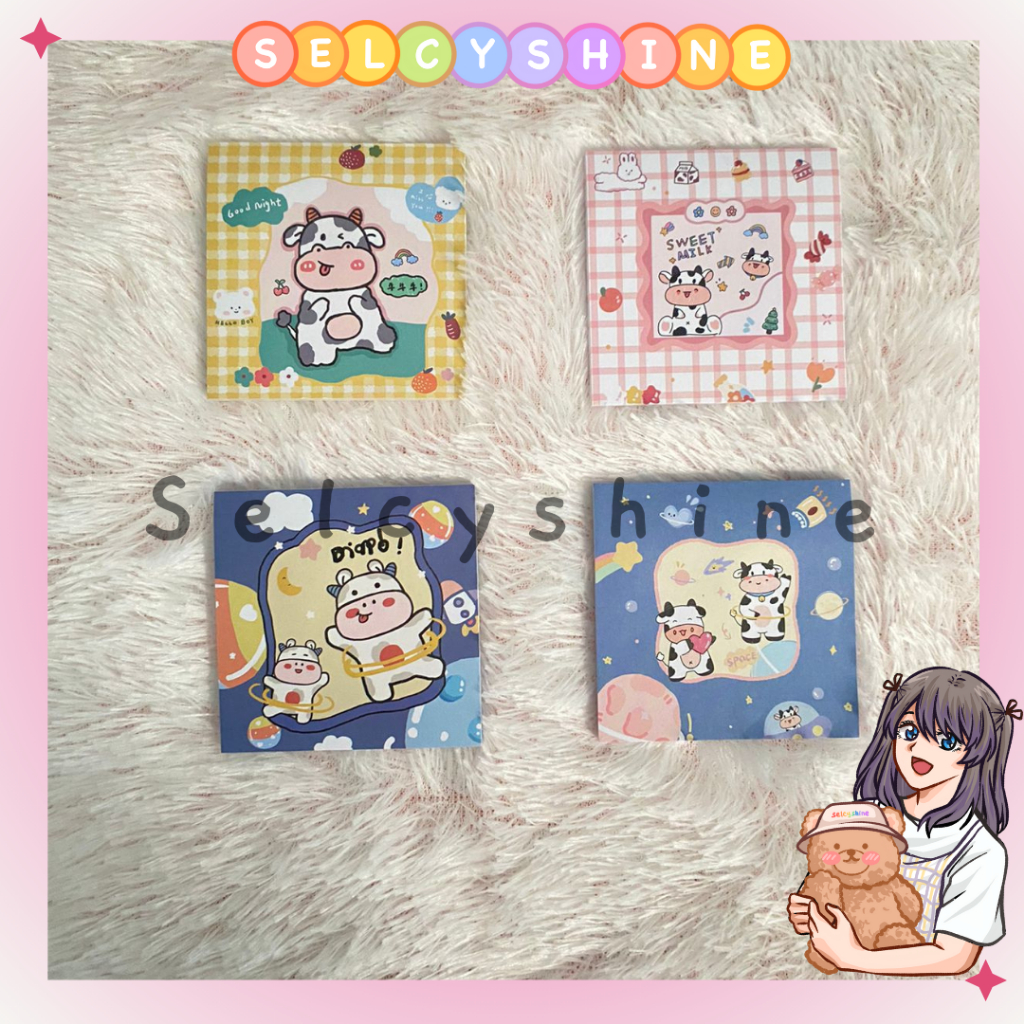 

[Selcyshine] Sticky Note Gambar Sapi / Sticky Note Cow / Memo Tempel gambar Kartun / Sticky Note Memo Sapi Planet Astronot