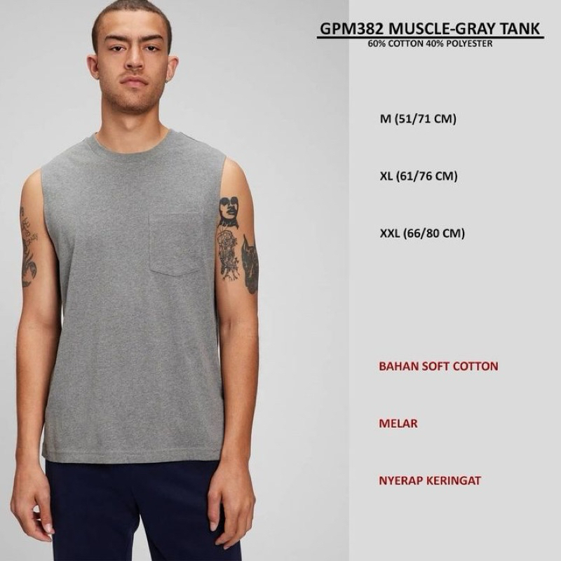 Kaos Lengan Buntung Pria (Muscle Tank) branded GAP Original