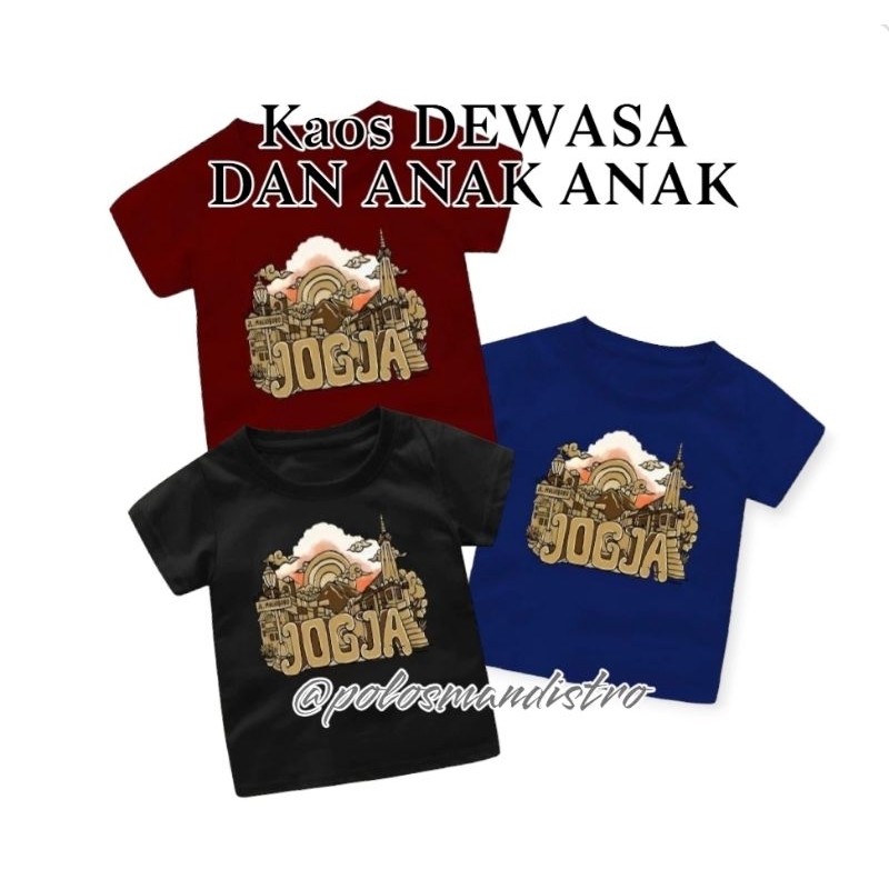 kaos OLEH OLEH JOGJA BAJU SOUVENIR BAJU JOGJAKARTA ORIGINAL dewasa tersedia Size anak anak