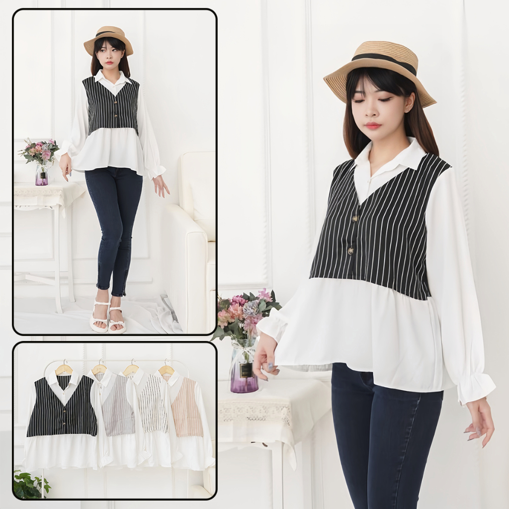 Baju Blus Wanita Lengan Panjang Model Rompi