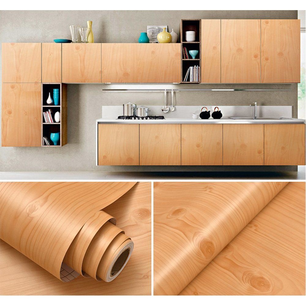 Wallpaper Dinding Sticker DInding Motif Triplek Solid Orange