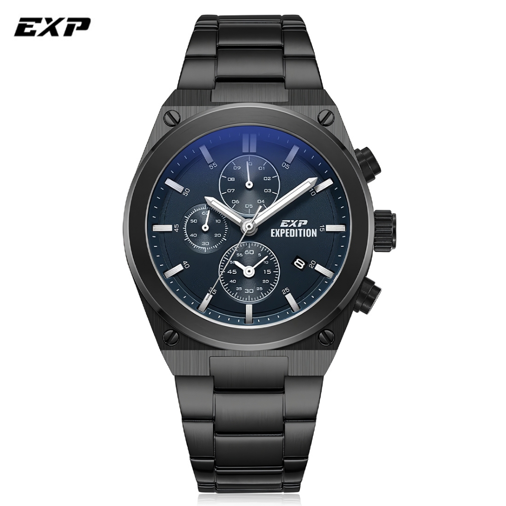 Expedition EXP 6850 MCBIPBU - Jam Tangan Analog Pria - Black Blue - Stainless Steel