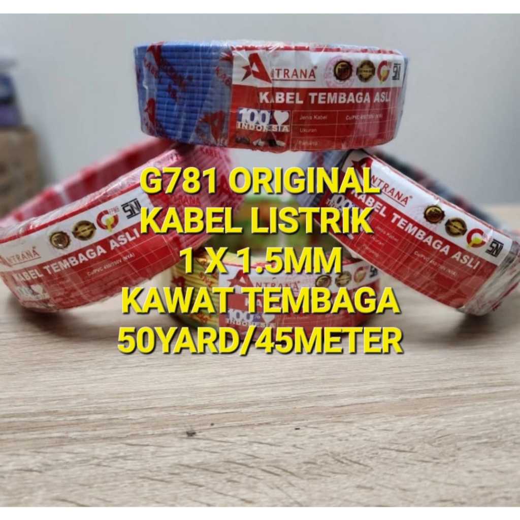 G781 Kabel Listrik multi cable original kawat tembaga 50 yard / 45 meter roll kabel Listrik 1 X 1.5M