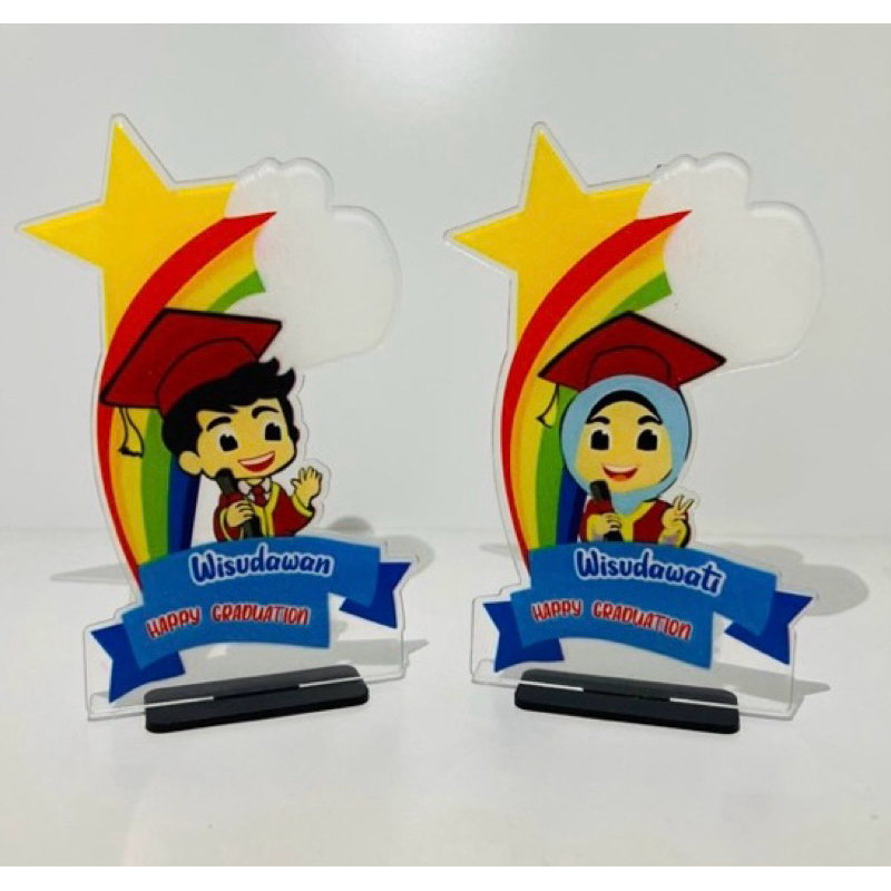 Akrilik Wisuda Custom Piala Akrilik Wisuda Anak anak custom plakat wisuda TK SD SMP