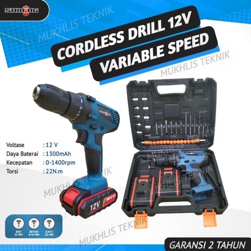 Mesin Bor Baterai 12v MONAKE / JLD Tool SET (2Baterai) Bor Charge 12volt Cordless Drill 12v Bor Cas 