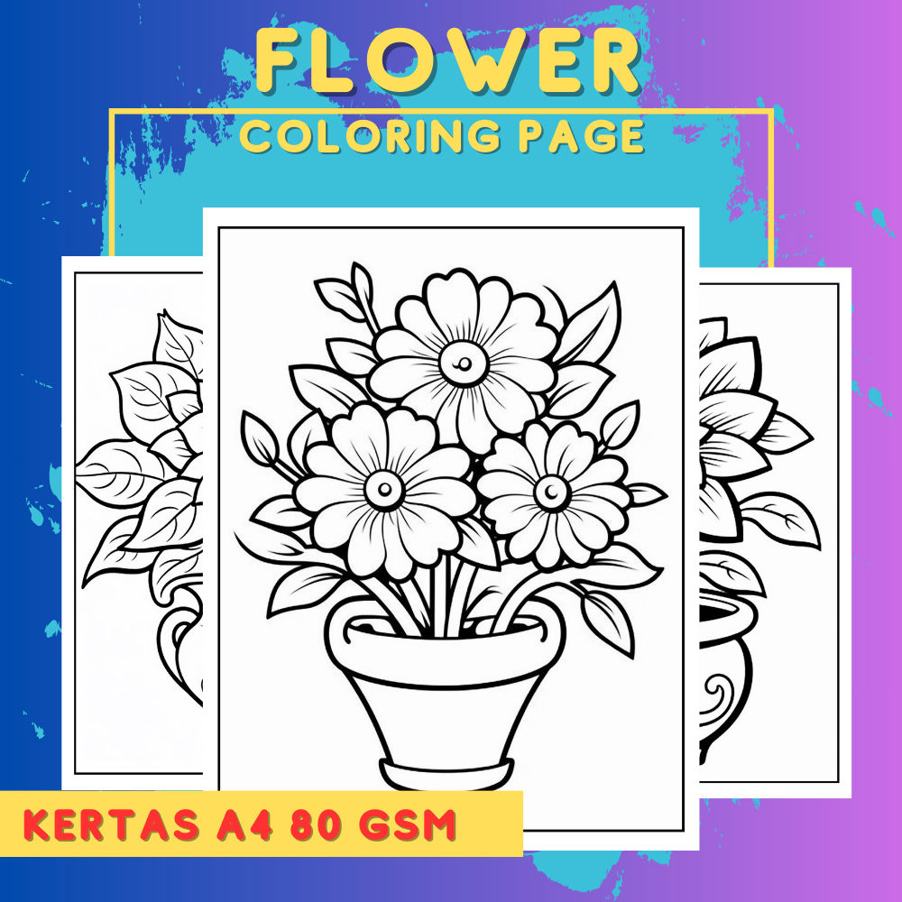 

[ 16 lembar ] DIY Coloring Page / Lembar Mewarnai Sketsa Tema Bunga