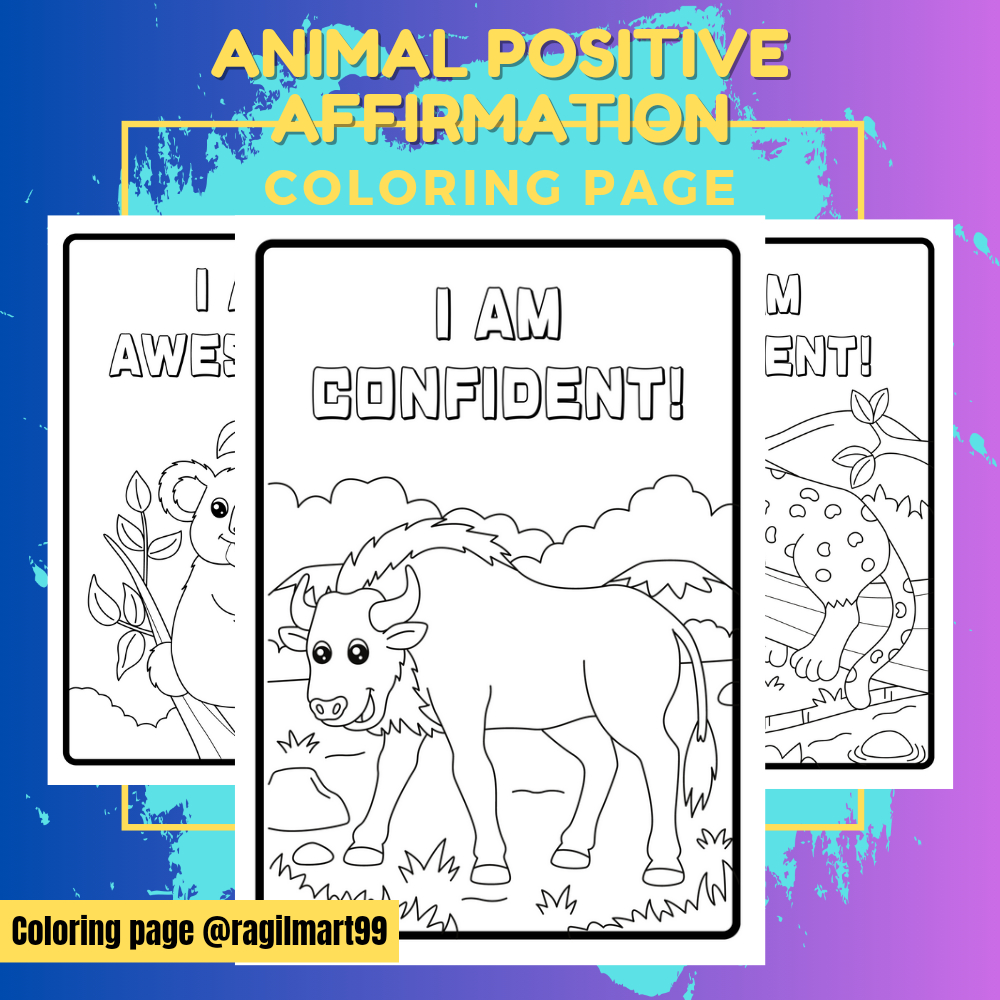 

[ 17 lembar ] DIY Coloring Page / LEMBAR MEWARNAI SKETSA TEMA HEWAN ADA TULISAN POSITIVE MOTIFASI BAHASA INGGRIS