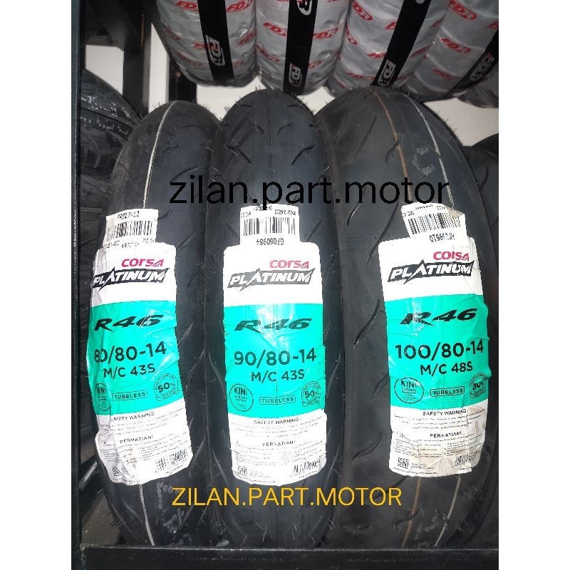 PROMO SOFT COMPOUND BAN TUBELESS CORSA R46 RING 14 ( 80/80.14, 90/80.14, 100/80.14, 90/80.17) FREE P