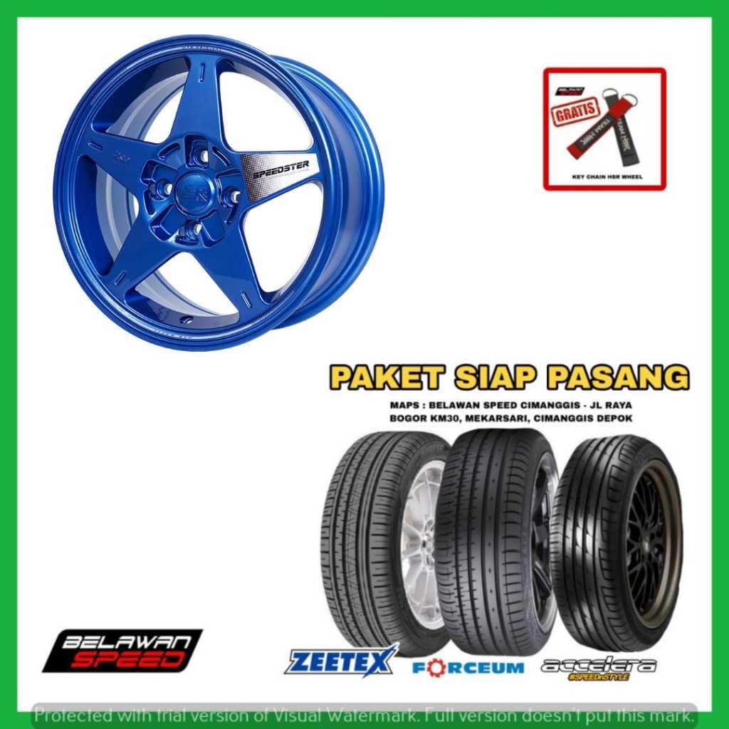PAKETAN PELEK MOBIL PLUS BAN HSR SPEEDSTER RING 15 R15 PCD 4X100 UNTUK VIOS JAZZ YARIS BRIO NISSAN M