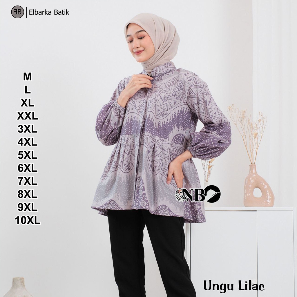 Batik Couple Jumbo - Atasan Batik Wanita Terbaru Kekinian Modern Baju Kerja - Kemeja Lengan Pendek -