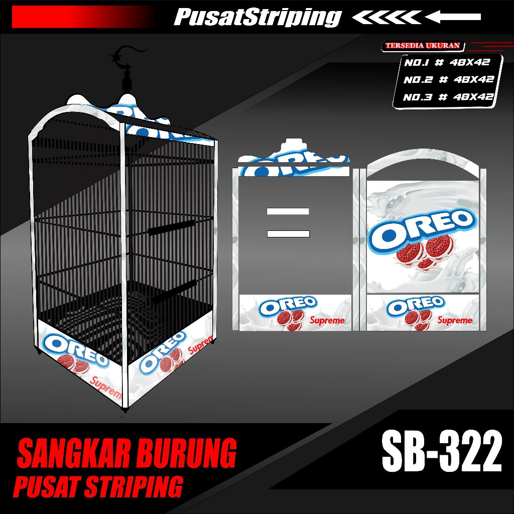 Stiker Decal SANGKAR KOTAK Kenari Sangkar CUCAk IJO Sangkar OREO SUPREME - Stiker Kicau Mania