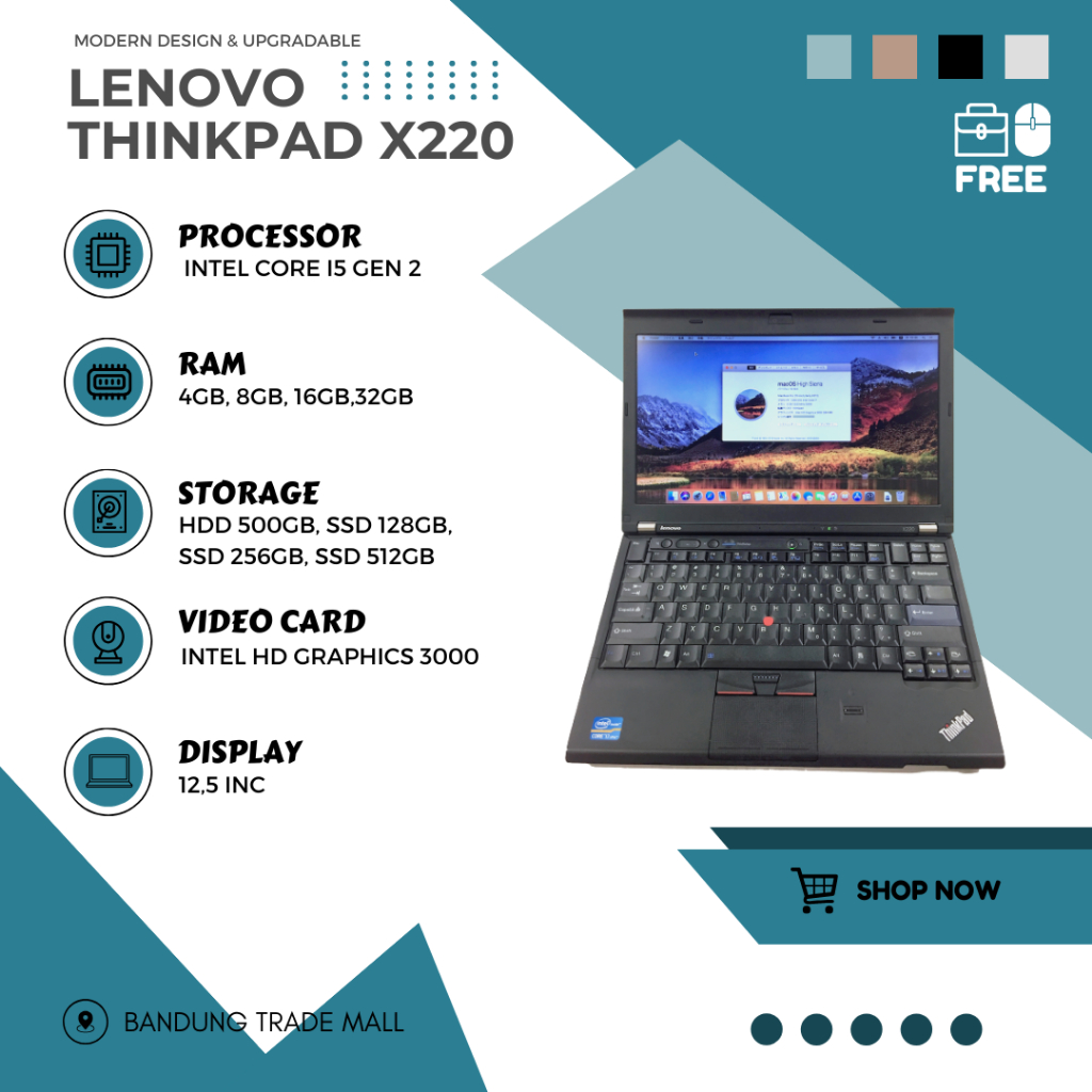 Laptop Lenovo ThinkPad X220 Core I5 RAM 8GB SSD 512GB