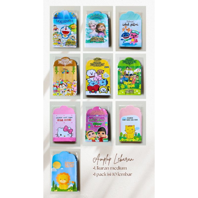 

Amplop Lebaran Idul Fitri Motif Lucu Karakter Kartun Murah isi 10 pcs/pack
