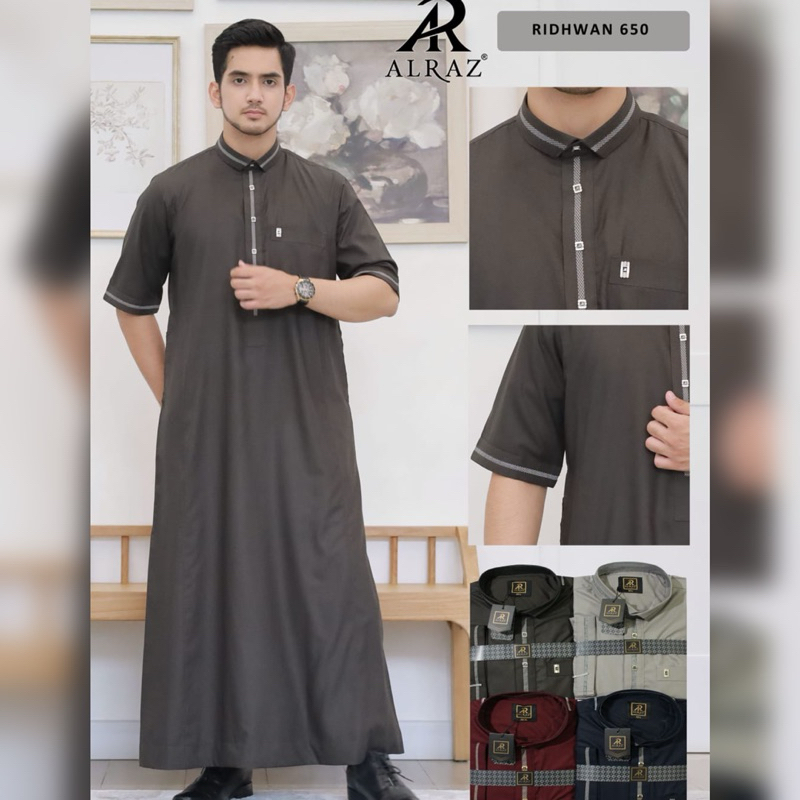 ALRAZ Baju Gamis Premium Dewasa Model Terbaru Lengan Pendek ~ Baju Pria Jubah Alraz Lengan Pendek Co