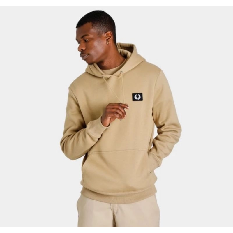 Fred Perry Patch Hoodie Warm Stone Original