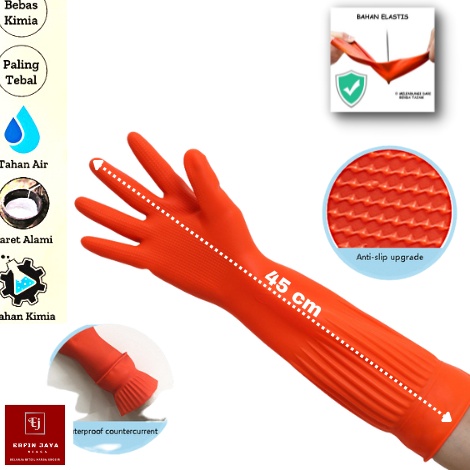 Paling Laku Sarung tangan Karet Tebal 55cm 45cm 38cm 35cm 32cm latek lateks sarung tangan Kerja saru