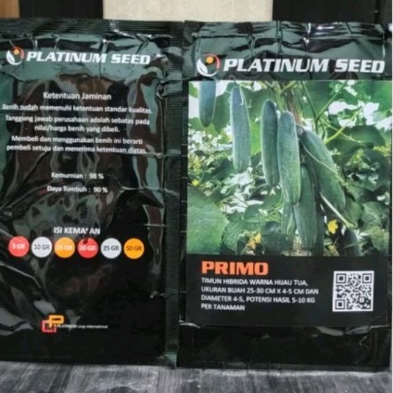 Benih Bibit Timun Hijau Primo F1 (Hijau Gelap, Panjang, Tidak Pahit) Isi 20 gram, Kadaluarsa. 2026 T