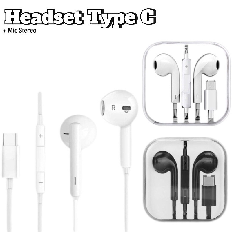 Headset Type C / Handsfree AN-106 Colokan Type C for Oppo, Vivo, Xiaomi +Mic Stereo