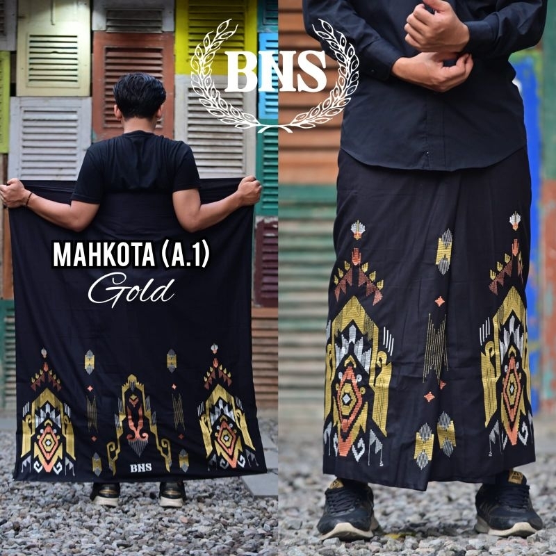 (Ready Stok)[Motif A] Sarung BNS Bordir Mesin Motif Songket Gunungan Mahkota BHS SGE Sutera 210 Spun