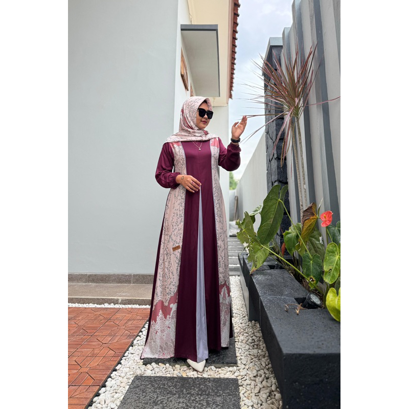 terbaru dress saulin store/ gamis maroon/ gamis saulin